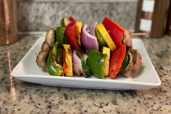 Grilled Veggie Kebabs with Chimichurri Sauce